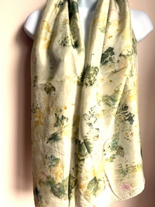"Meadow Sprite" eco-printed silk scarf