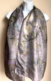 "Botanical Queen" eco-printed silk scarf