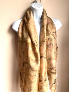 "Clouds in My Coffee" eco-printed silk scarf