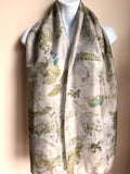 "Platinum Blues" eco-printed silk scarf