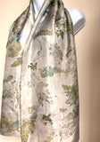"Platinum Blues" eco-printed silk scarf